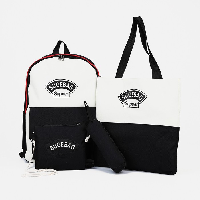 Рюкзак на молнии, наружный карман, набор шопер, сумка, цвет чёрный - фото 1 - id-p203024901
