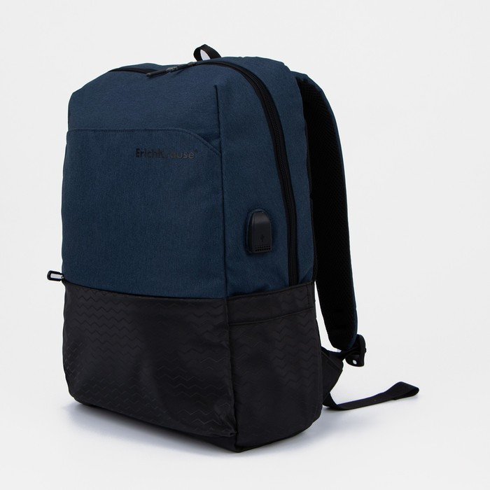 Рюкзак на молнии, наружный карман, разъем USB, цвет синий - фото 1 - id-p203024965