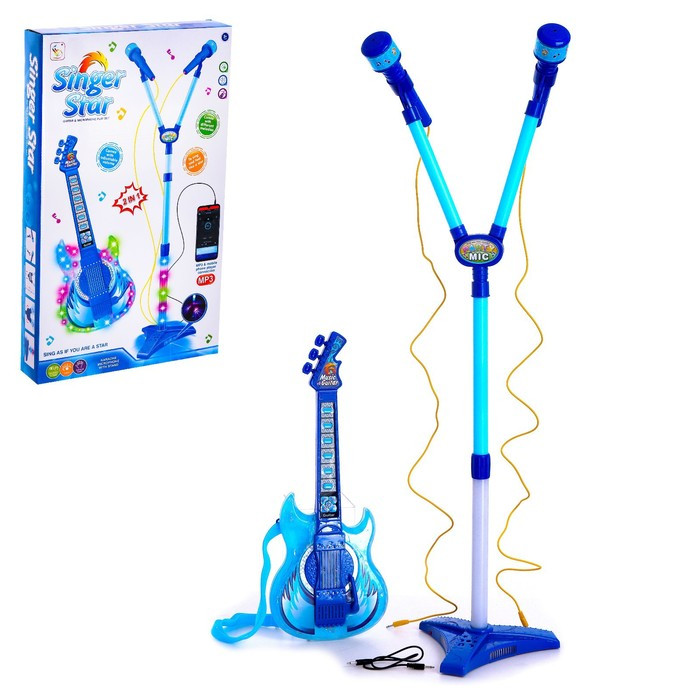 Игрушка музыкальная гитара «Играй и пой», с двойным микрофоном, звуковые эффекты - фото 1 - id-p203025841