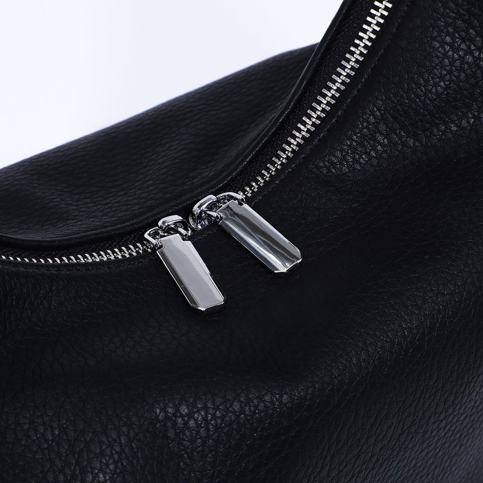 Сумка-мешок на молнии, наружный карман, длинный ремень, цвет чёрный - фото 4 - id-p203026399