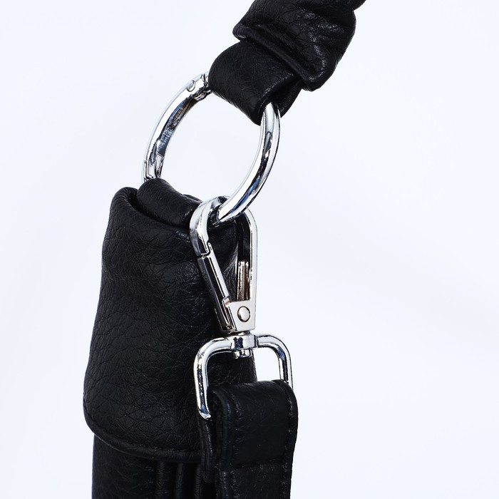 Сумка-мешок на молнии, наружный карман, длинный ремень, цвет чёрный - фото 5 - id-p203026399