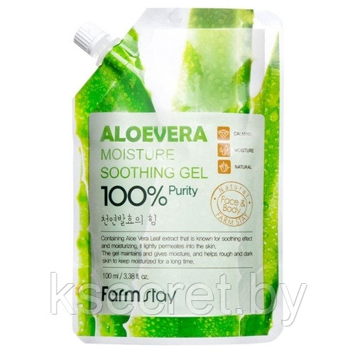 Многофункциональный гель с экстрактом алое вера FarmStay Aloevera Moisture Soothing Gel 100% 100 ml - фото 1 - id-p203033743