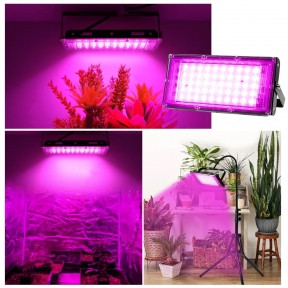 Фитопрожектор светодиодныйPlant grow light50 Вт, IP66, 220 В,50LEDламп,19.50 х 9.50сммультиспектральныйдля