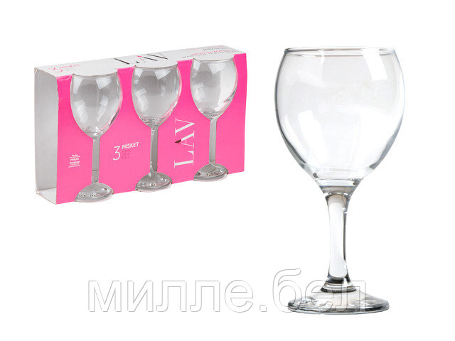 Набор бокалов для вина, 3 шт., 260 мл, серия Misket, LAV - фото 1 - id-p203044893