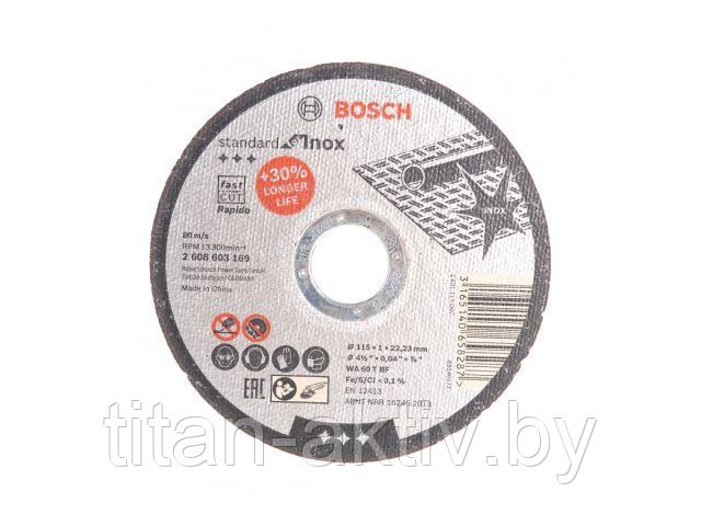 Круг отрезной 115х1.0x22.2 мм для нерж. стали Standard BOSCH