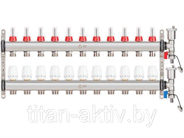 Коллекторная группа AVE136, 11 вых. AV Engineering (PRO серия Для теплого пола и водоснабжения) - фото 1 - id-p111669255