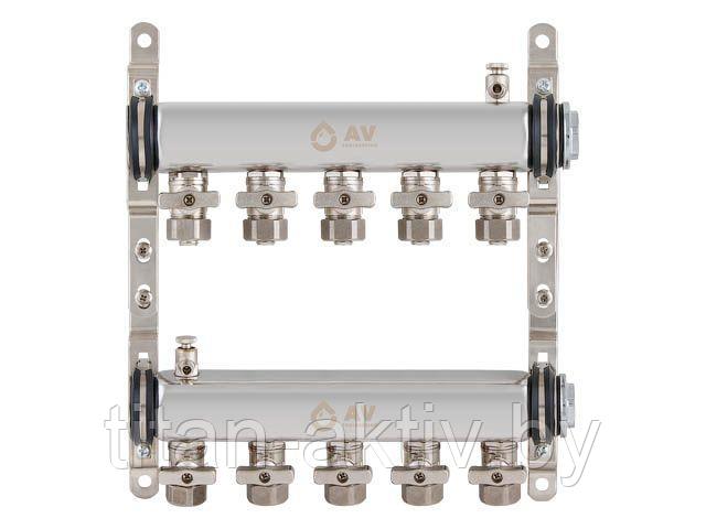 Коллекторная группа AVE134, 5 вых. AV Engineering (Для отопления (радиаторы) и водоснабжения. Не для - фото 1 - id-p92476372