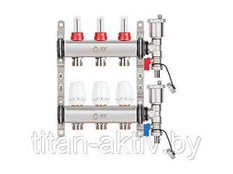 Коллекторная группа AVE136, 3 вых. AV Engineering (PRO серия Для теплого пола и водоснабжения)