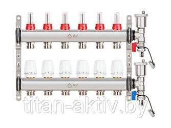 Коллекторная группа AVE136, 6 вых. AV Engineering (PRO серия Для теплого пола и водоснабжения)
