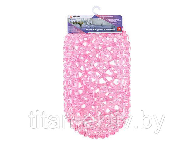 Коврик для ванной, овал с морскими звездами, 68х37 см, розовый, PERFECTO LINEA - фото 1 - id-p195549732