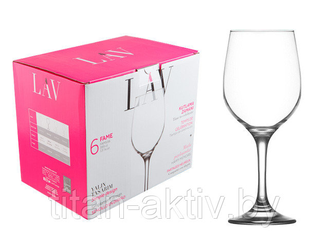 Набор бокалов для вина, 6 шт., 480 мл, серия Fame, LAV - фото 1 - id-p203030500