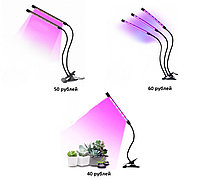 Фитолампа-светильник LED для выращивания растений с 1, 2 и 3-мя лепестками