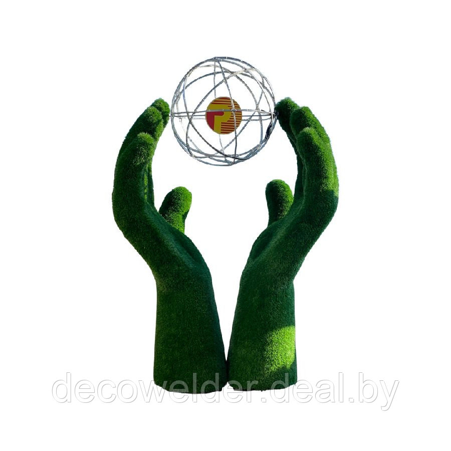 Фигура из искусственной травы Ладони со световым шаром и логотипом - фото 2 - id-p203086015