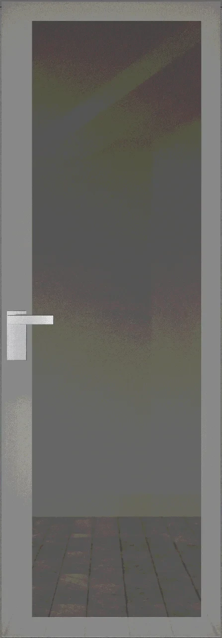 Скрытые двери на алюминиевом каркасе стекло прокрас. Серый