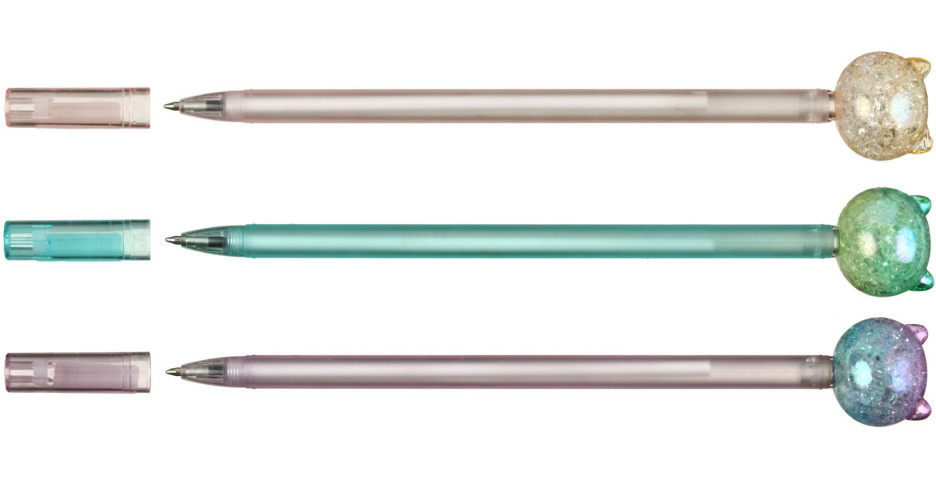 Ручка шариковая Meshu Cute Cat, корпус ассорти, стержень синий