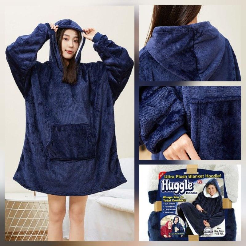 Двухсторонний плед - халат - толстовка с капюшоном Huggle Hoodie - фото 1 - id-p164333893