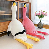 Мягкая игрушка-подушка белый фламинго 160 см, гусь фламинго, фото 4