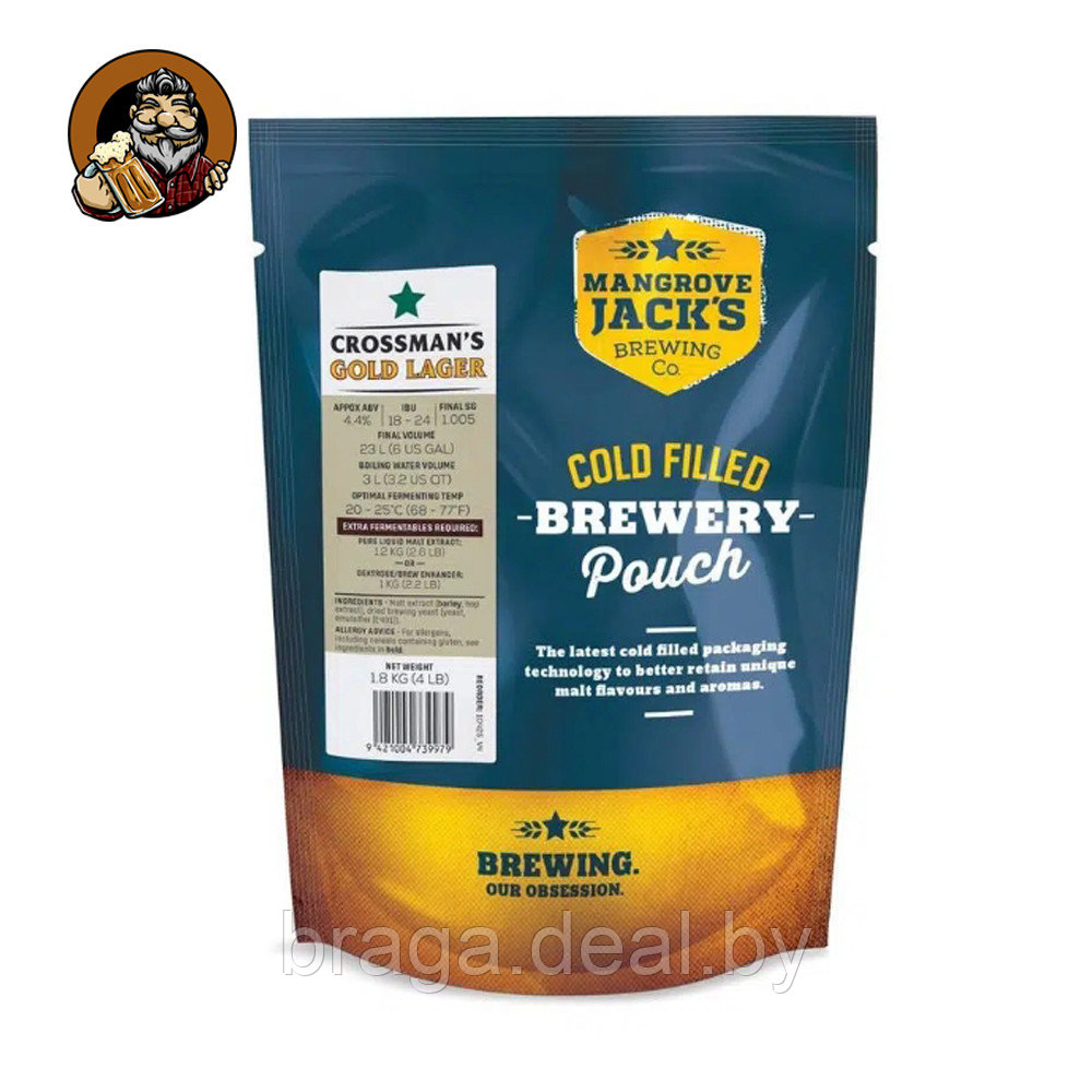 Солодовый экстракт Mangrove Jack s Traditional Series Crossman s Gold Lager 1,8 кг - фото 1 - id-p203114910