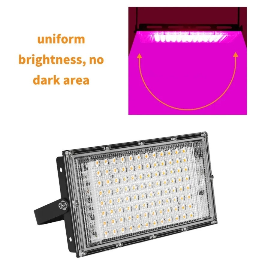 Фитопрожектор светодиодный Plant grow light 100 Вт, IP66, 220 В, 96 LED ламп, 23.5х13 см мультиспектральный - фото 5 - id-p203119399