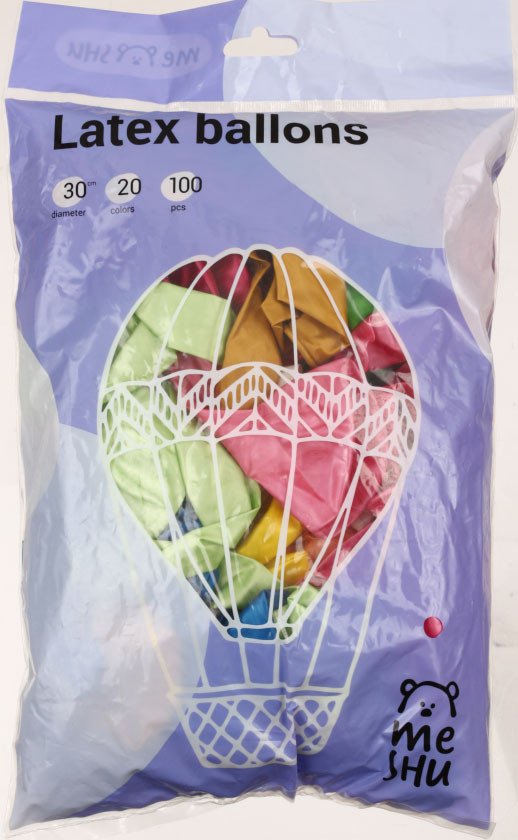 Шары воздушные Meshu 100 шт., 20 цветов, 12"/30 см., металлик, ассорти - фото 2 - id-p203119304