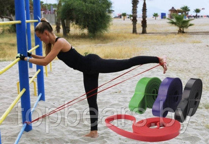 Набор эспандеров  (резиновых петель) 208 см Fitness sport  для фитнеса, йоги, пилатеса (4 шт с инструкцией), фото 1
