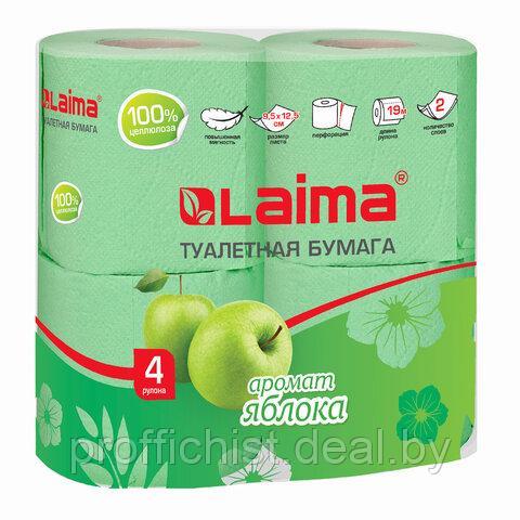 Бумага туалетная бытовая, спайка 8 шт., 2-х слойная, (8х19 м), LAIMA, аромат яблока Цена без НДС.