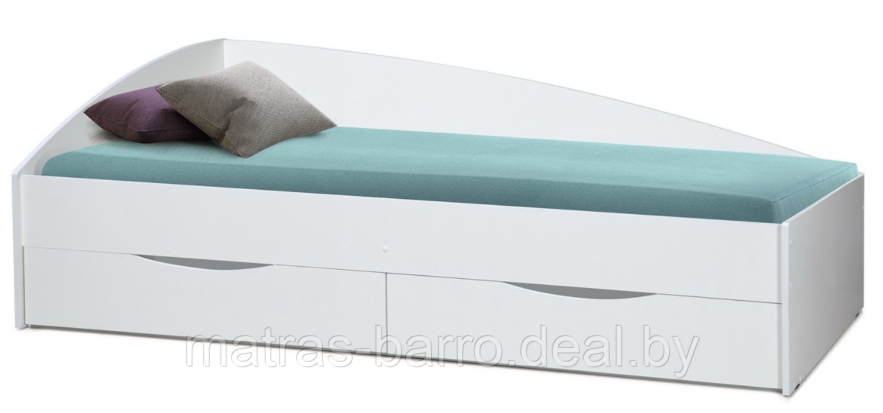 Односпальная кровать Фея-3 с ящиками белая (спальное место 80х190 см)