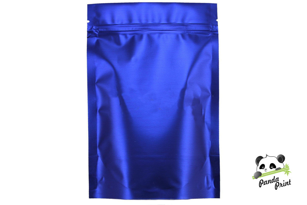 Пакет Дой-пак метал с замком ЗИП-ЛОК 160х250+(45+45), синий матовый (рефлекс)