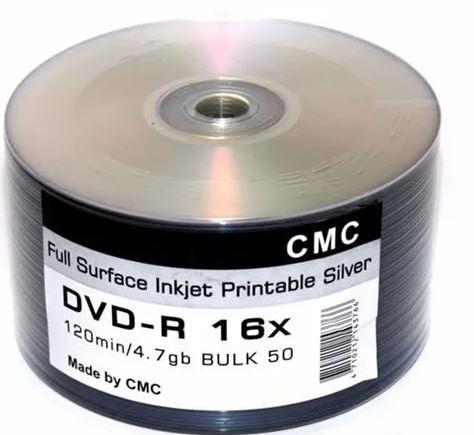 DVD-R 4.7 GB(16х) (балк) (50) (FULL INKJETPRINT) (без банки), CMC (600) - фото 1 - id-p203150912