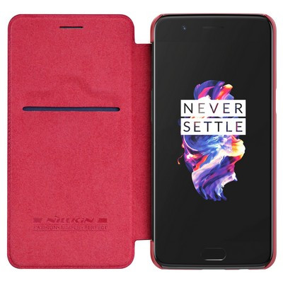 Кожаный чехол Nillkin Qin Leather Case Red для OnePlus 5 - фото 3 - id-p203150928