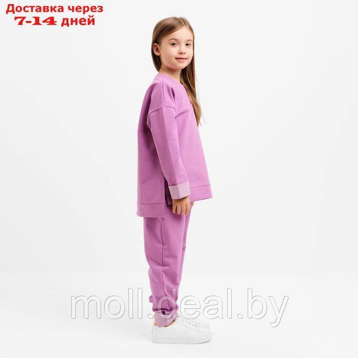 Костюм детский (свитшот, брюки) MINAKU цвет лавандовый, рост 110 см - фото 2 - id-p203114576