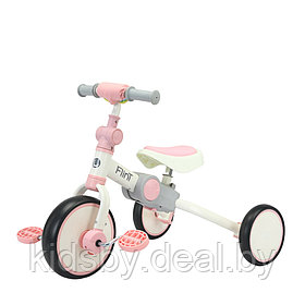 Детский беговел-велосипед Bubago Flint BG-F-109-4 (белый/розовый) без родительской ручки Трансформер, складной