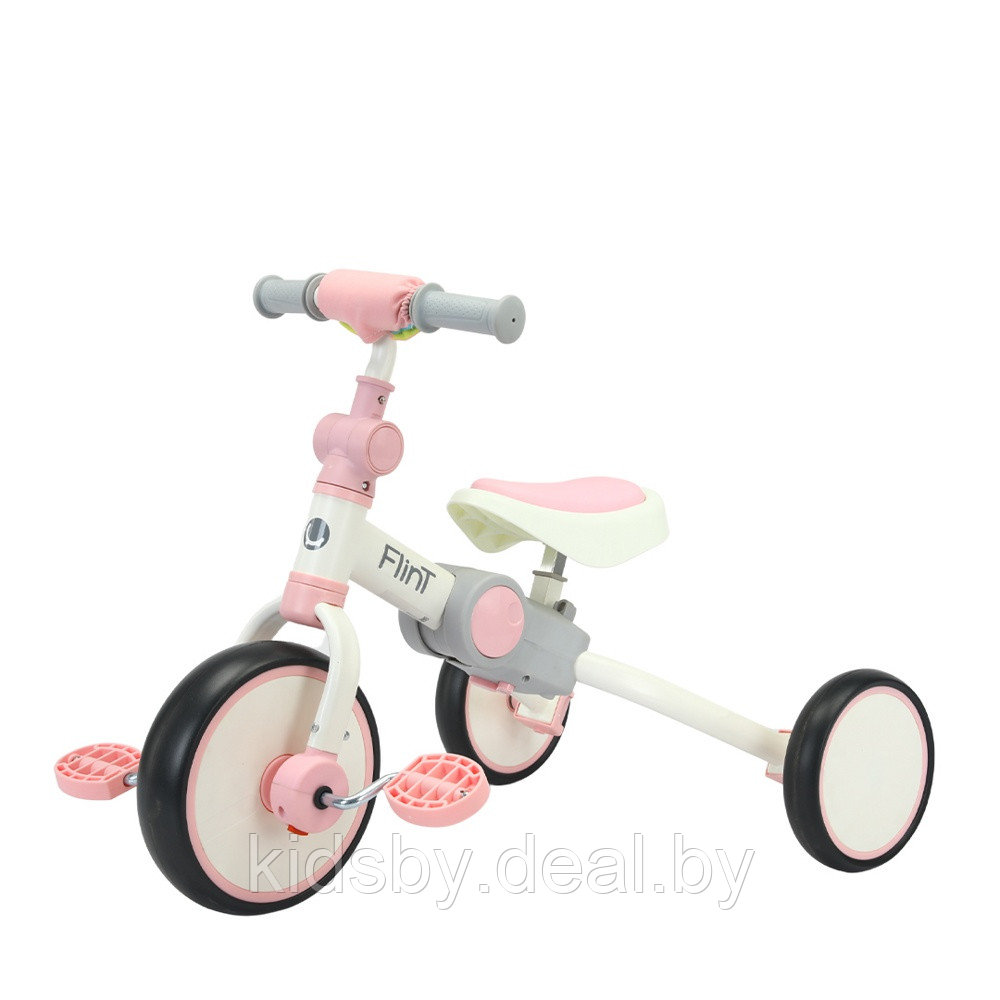 Детский беговел-велосипед Bubago Flint BG-F-109-4 (белый/розовый) без родительской ручки Трансформер, складной - фото 1 - id-p203151257