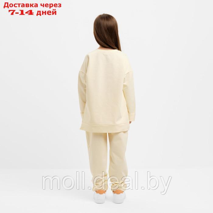 Костюм детский (свитшот, брюки) MINAKU цвет молочный, рост 122 см - фото 3 - id-p203114751