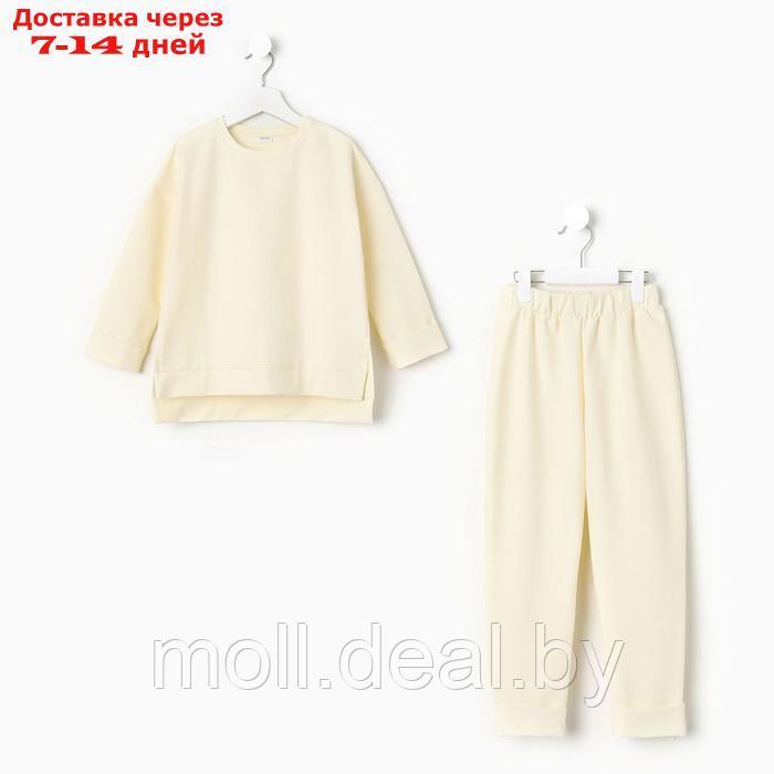 Костюм детский (свитшот, брюки) MINAKU цвет молочный, рост 122 см - фото 5 - id-p203114751