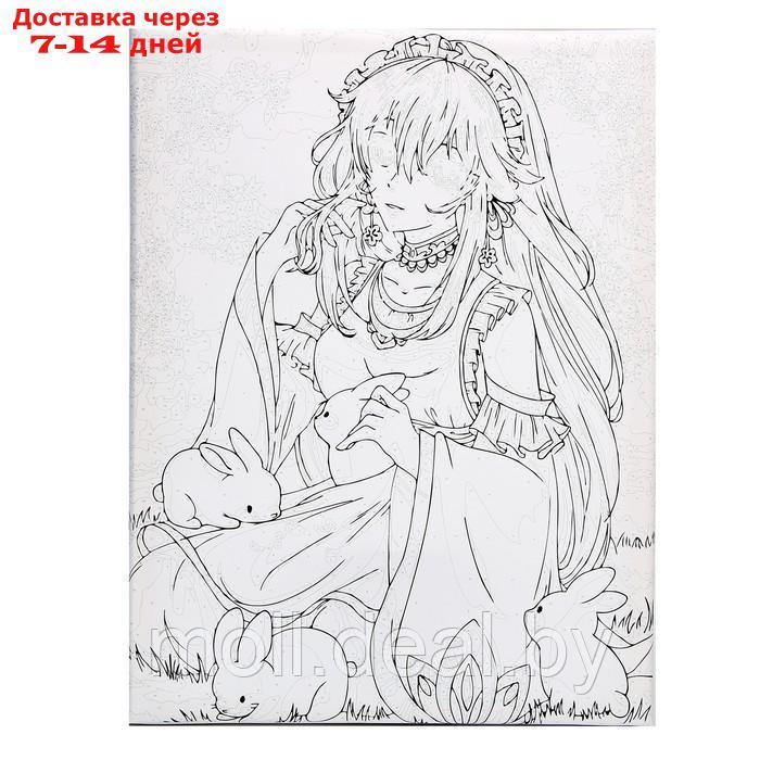 Картина по номерам на холсте с подрамником "Девушка с кроликами" 40*50 см - фото 3 - id-p203112311