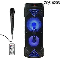 Портативная колонка ZQS-6203 с USB+SD+радио+Bluetooth/ Микрофон в комплекте