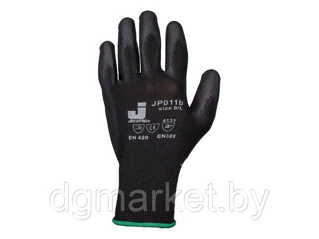 Перчатки нейлон, полиуретановое неполн. покрытие, р.M, черные, Jeta Safety - фото 1 - id-p202897784