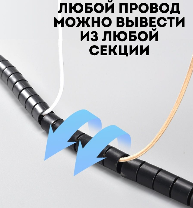 Кабельный органайзер / оплетка - держатель для крепления / защиты проводов, 2 метра, черный - фото 5 - id-p203162002
