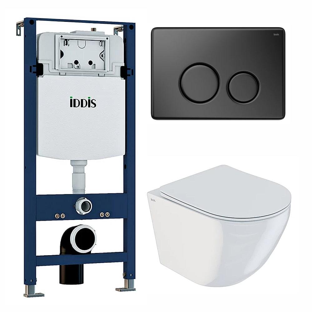 Инсталляция IDDIS Profix комплект с подвесным унитазом Blanco и кнопкой Unisteel