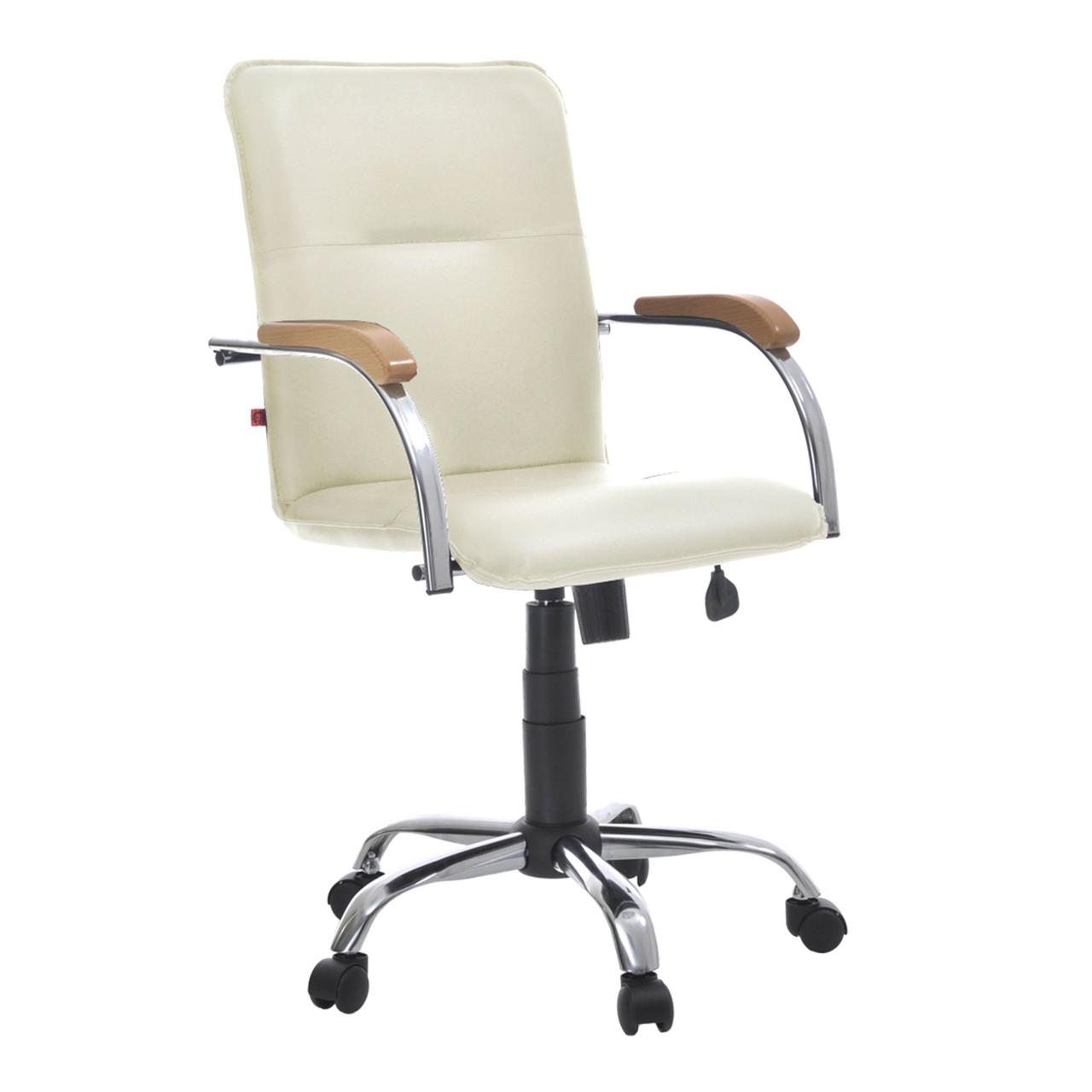 Кресло поворотное Samba, кремовый, искусственная кожа + дерево