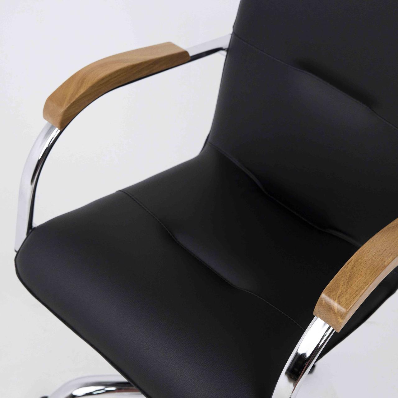 Кресло поворотное Samba, черный + светлый бук, искусственная кожа + дерево - фото 6 - id-p182591422