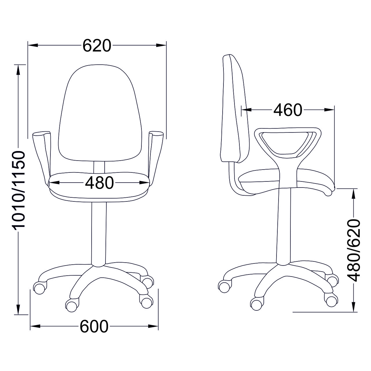 Кресло поворотное Престиж ТК-1, черный, ткань - фото 6 - id-p190048433