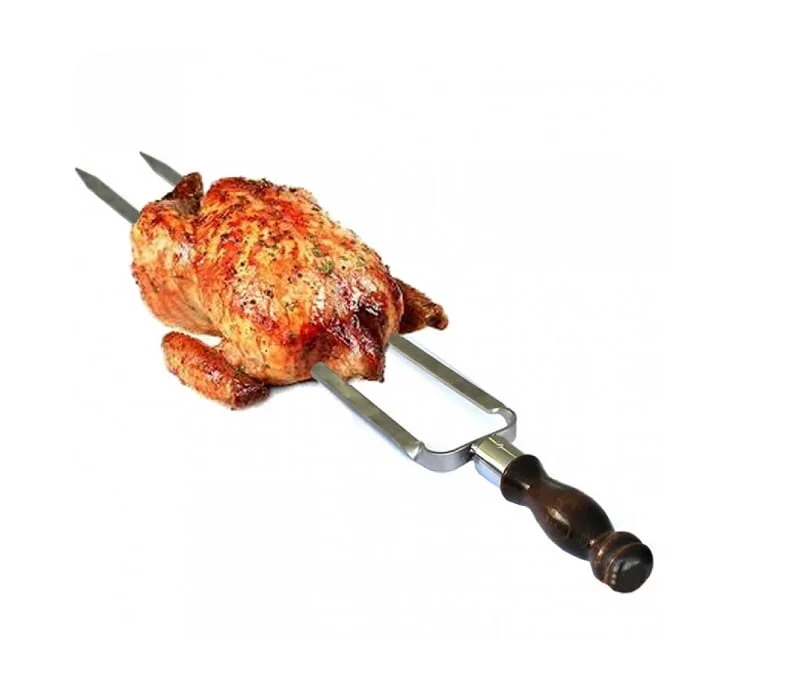 Кованный шампур с деревянной ручкой (Вилка) для курицы 40 см - фото 3 - id-p203177162