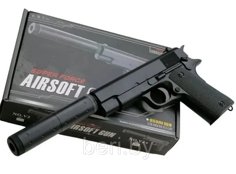 V2+ Детский металлический пистолет Violent с глушителем - фото 2 - id-p203182552