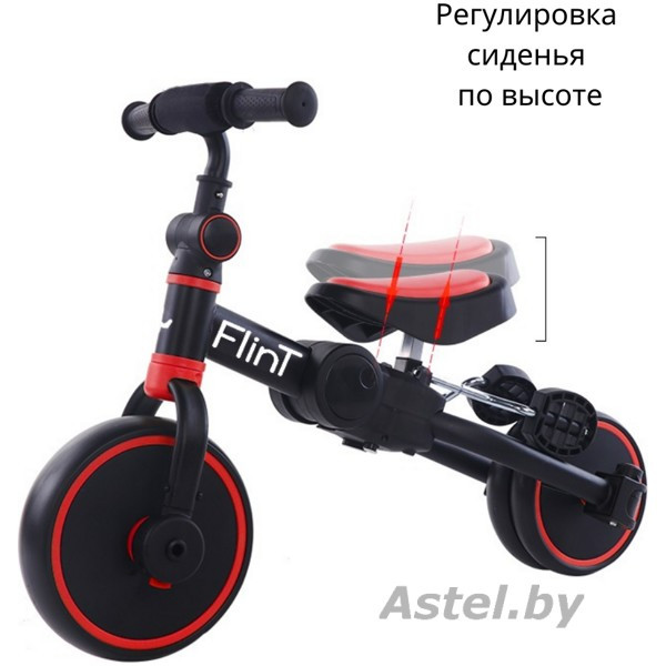 Детский трехколесный велосипед беговел Bubago Flint BG-F-1 Black -RED/Черно- Красный - фото 6 - id-p192255953