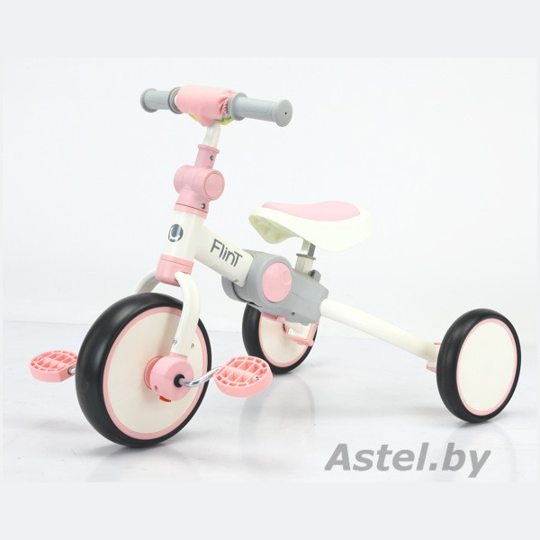 Детский трехколесный велосипед беговел Bubago Flint BG-F-109-4 (белый/розовый) White-pink - фото 1 - id-p203207162