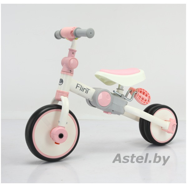 Детский трехколесный велосипед беговел Bubago Flint BG-F-109-4 (белый/розовый) White-pink - фото 2 - id-p203207162