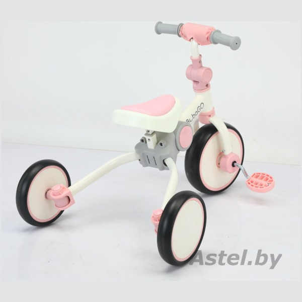 Детский трехколесный велосипед беговел Bubago Flint BG-F-109-4 (белый/розовый) White-pink - фото 3 - id-p203207162