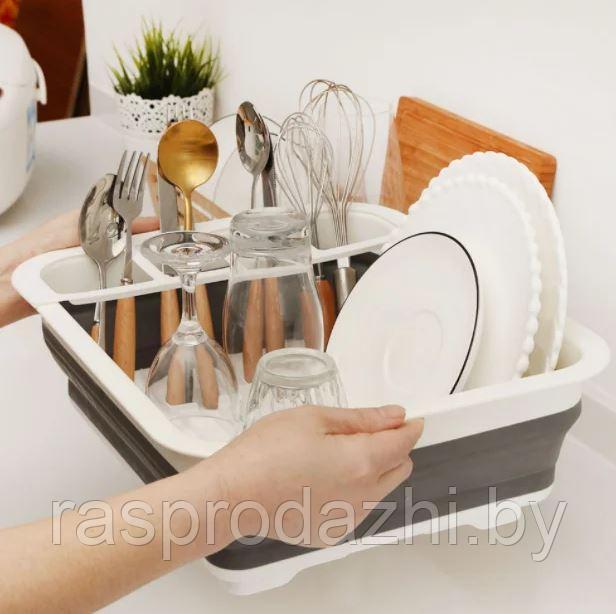 Сушилка-подставка для посуды складная силиконовая 28*34см - фото 1 - id-p203208839
